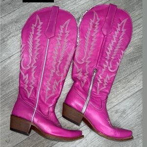 Over-the-Knee Western Boots in Fuchsia Pink